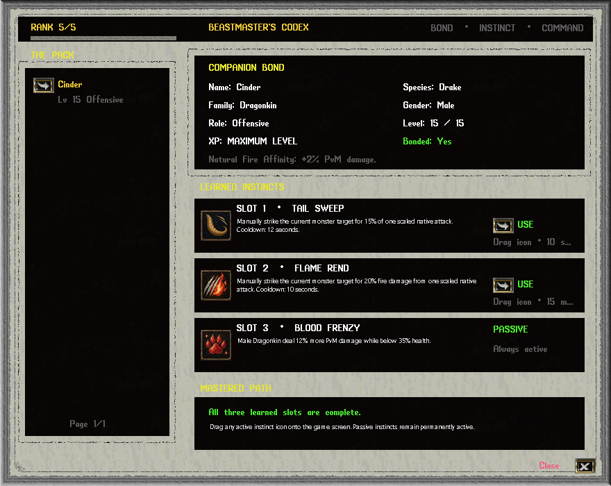 Real Ironveil Beastmaster Codex gump