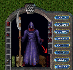 Ironveil character backpack with the Combat Codex marked by a red arrow