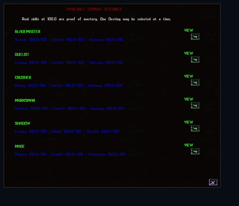 Real Ironveil Available Combat Destinies gump