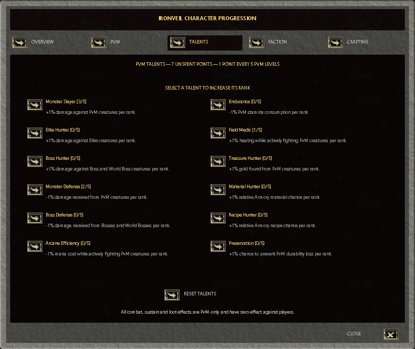 Ironveil progression Talents gump